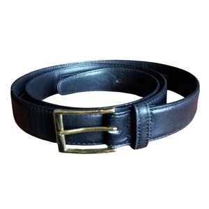 Vintage Leegin Money Belt Genuine Leather Brass Buckle USA Black Size 40 FLAW